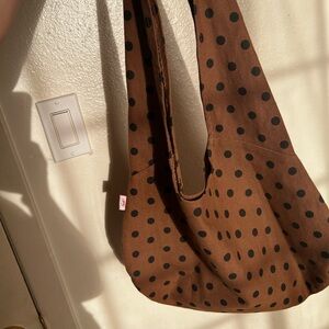Lisa Says Gah Brown and Black Polka Dot Shoulder Bag